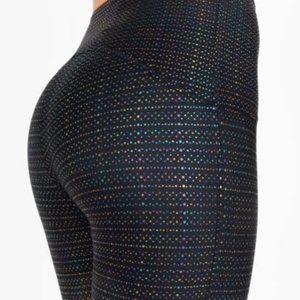 SPANX Booty Boost® Active 7/8 Leggings, Metallic Mist, Black/Multi - Large